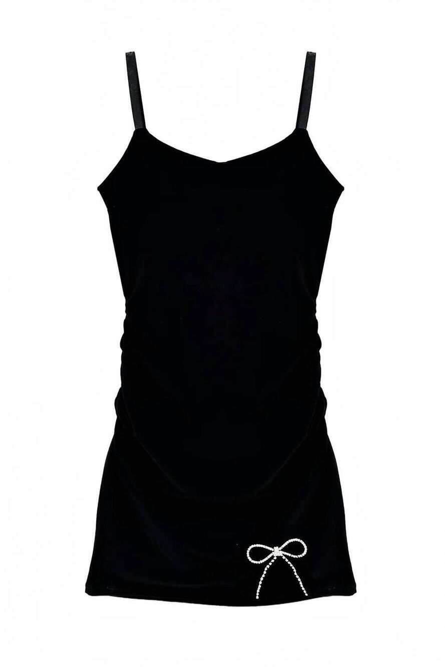 NEW KATIE J NYC junior ruby rhinestone dress in black